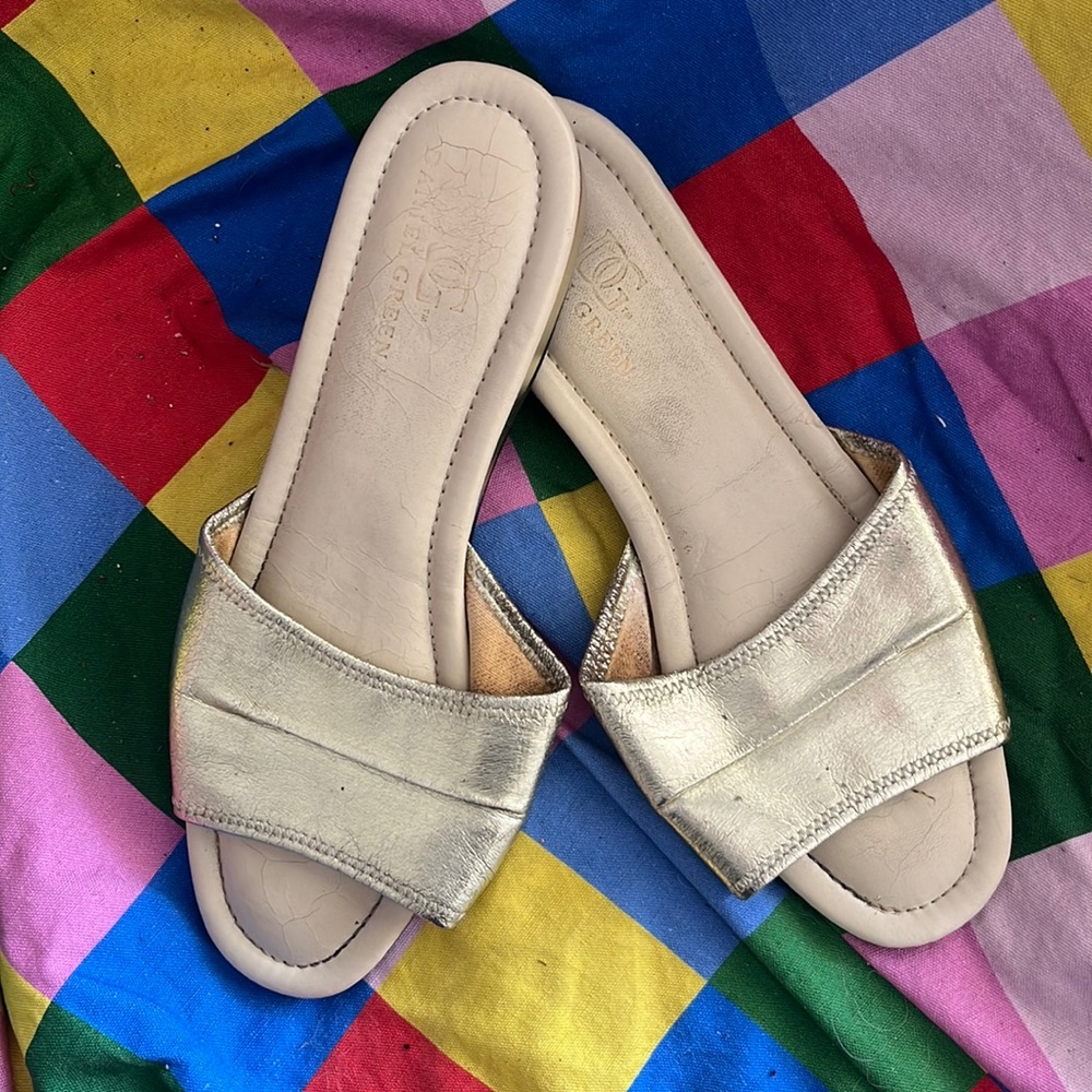 Daniel Green Metallic Gold Slides 9D EUC
